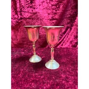 Vintage Barware Silver Plated Stemmed Cordial Goblets Set of 2 Made In India